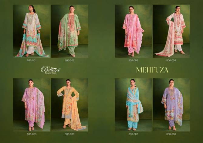 Belliza Mehfuza Printed Cotton Dress Material Catalog
